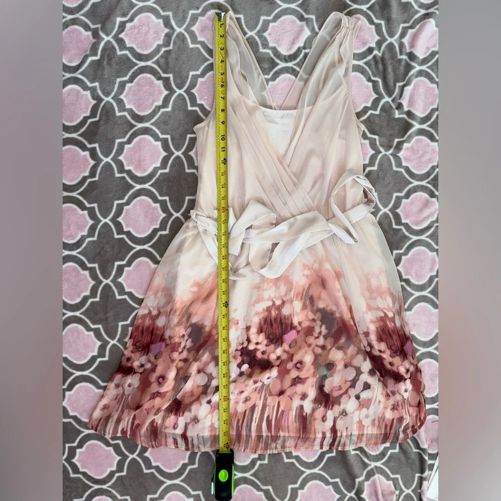 Lauren Conrad Pink Blush Floral Ombré Wrap Style Chiffon Dress Size 10 - Picture 7 of 9